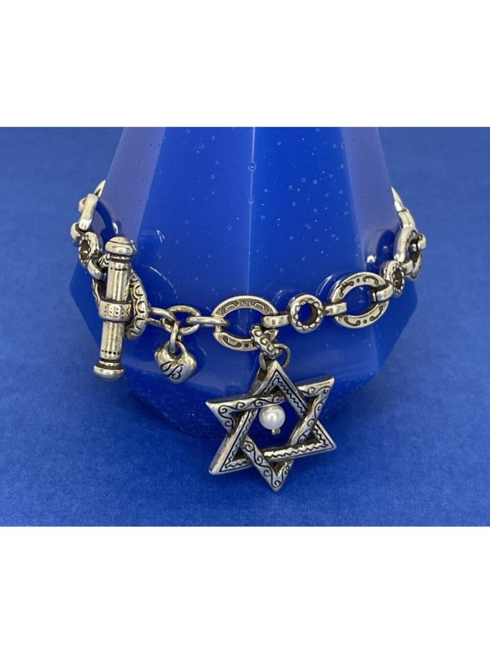 Brighton Star Of David Charm Silver-Tone Linked Bracelet